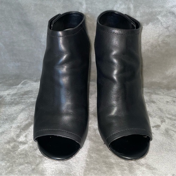Aldo Joost Black Leather Wedge Open Toe Ankle Bootie Size 8.5 - Picture 1 of 11
